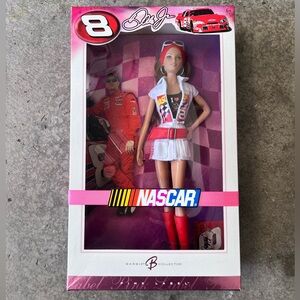 Barbie NASCAR Doll in Pink and White Racing Outfit